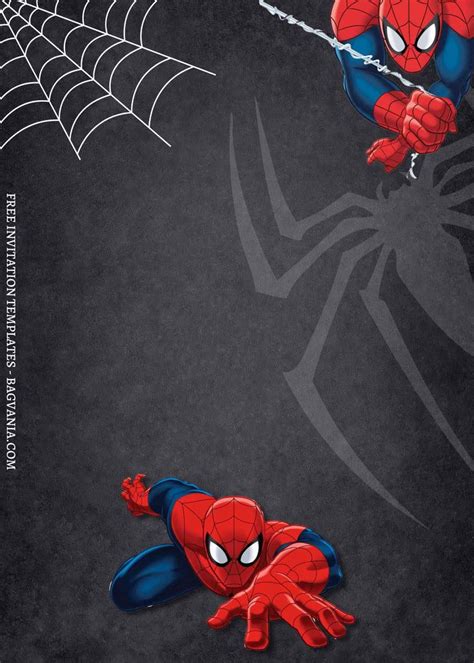 Chalkboard Spiderman Canva Birthday Invitation Templates Spiderman