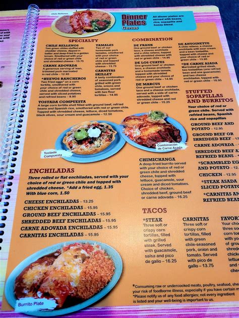 Menu At Los Cuates Restaurant Albuquerque Menaul Blvd Ne