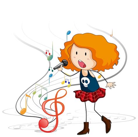 Free Vector Doodle Cartoon Character Of A Singer Girl Singing With