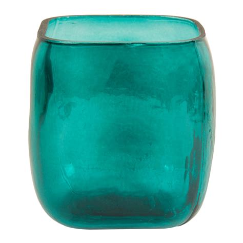 Square Dimpled Glass Hurricane Vase Multicolour Wilko