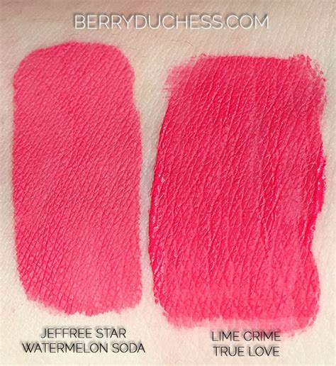 Jeffree Starwatermelon Soda Swatch Comparison Lime Crime True Love