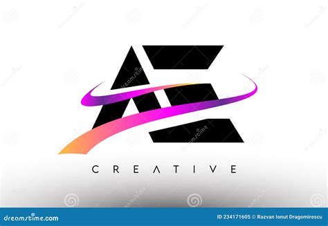 Ae Logo Letter Design Icon Ae Letters With Colorful Creative Swoosh