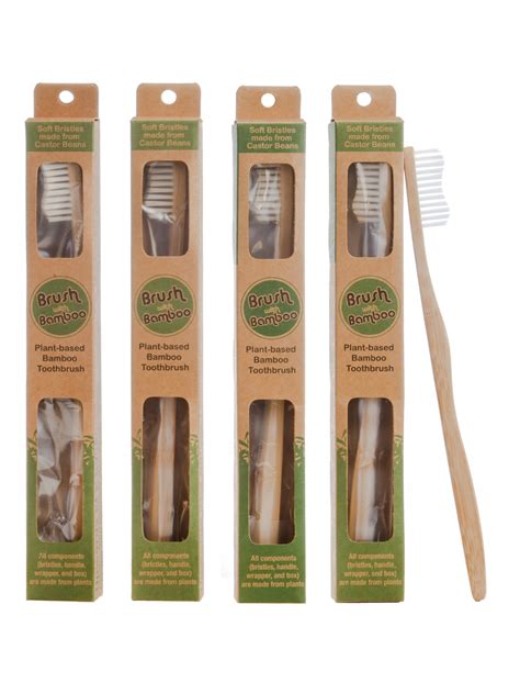 Bamboo Toothbrush 4-pack : Eco-friendly - Brush with Bamboo