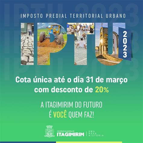 IPTU em Itagimirim tem 20 de desconto para pagamento em cota única até