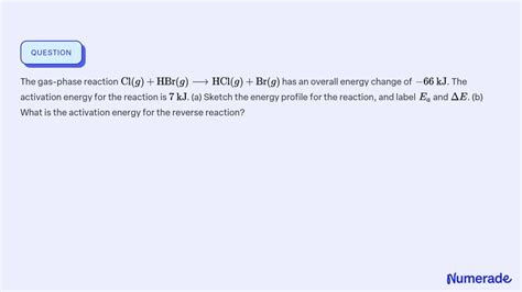 SOLVED The Gas Phase Reaction Cl G HBr G HCl G Br G Has An Numerade