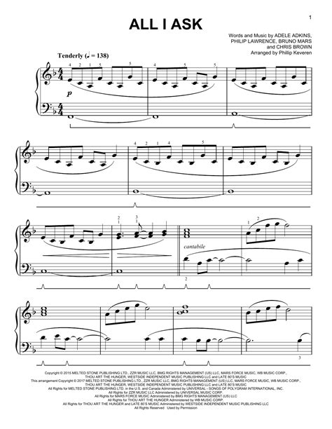 Adele All I Ask Classical Version Sheet Music For Easy Piano