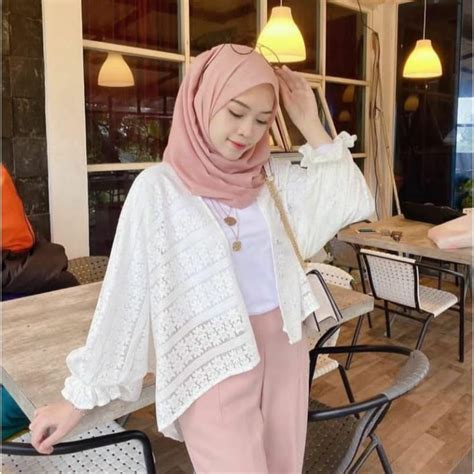 Jual Outer Pendek Burkat Cardigan Brukat Crop Lengan Mermaid Outer