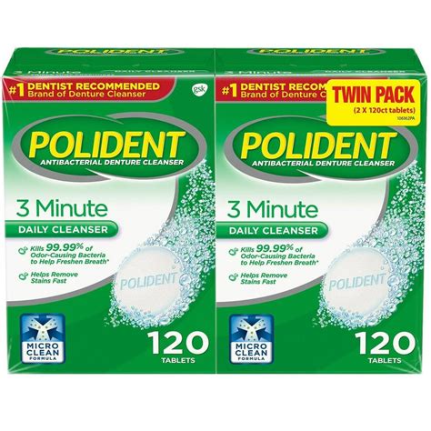 Polident 3 Minute Triple Mint Antibacterial Denture Cleanser