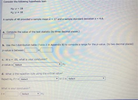 Solved Consider The Following Hypothesis Test Ho 18 H