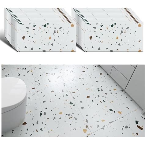 Sol Pvc Adhesif Terrazzo Blanc Dalle Pvc Adhesive Sol Salle De Bain