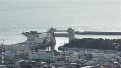 NUMAZU SHIZUOKA JAPAN MARCH 2024 View Of VIEW UO Flood Gate At