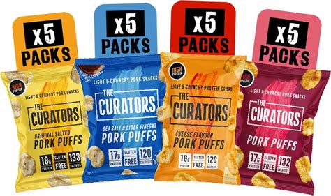 THE CURATORS High Protein Pork Puffs Variety Pack 5 X Original Salted