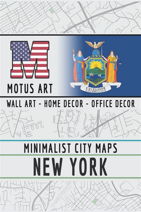 New York Minimalist City Maps Wall Art For Home And Office City