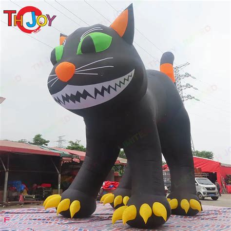 10m 33ft High Giant Inflatable Black Cat Cartoon With Led Lights For Mondetta Outdoor Project