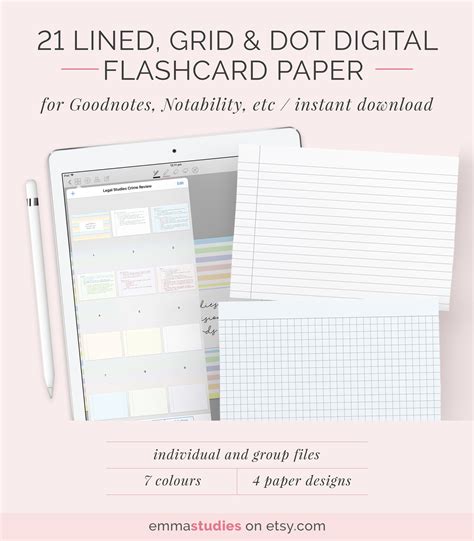 Digital Flashcard Writing Templates Customisable Study - Etsy UK