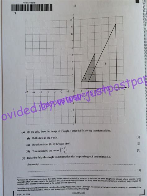 Cie 0580 Igcse Core Paper 32 May June 2014 Mathematics Question Paper