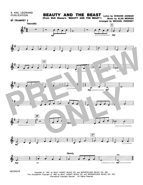 Beauty And The Beast Arr Michael Sweeney Bb Trumpet By Alan