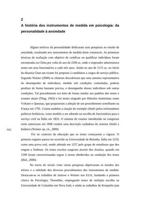 Pdf A Hist Ria Dos Instrumentos De Medida Em Psicologia Da O