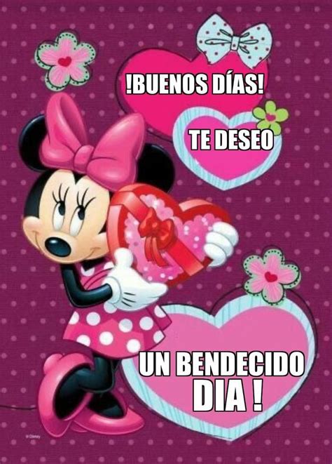 A Minnie Mouse Holding A Heart Shaped Box With The Words I Love You In