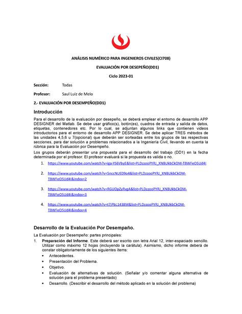 CI708 DD1 2023 01 Trabajo Final ANÁLISIS NUMÉRICO PARA INGENIEROS