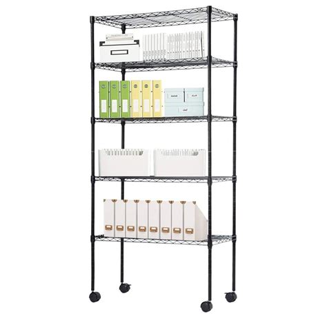 Myxio 5 Tier Nsf Certified Steel Wire Shelving With Wheels Height