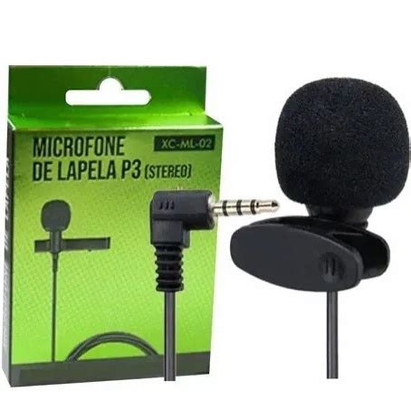 Microfone De Lapela P3 Celular XC ML 02 Stereo Profissional Fio Longo