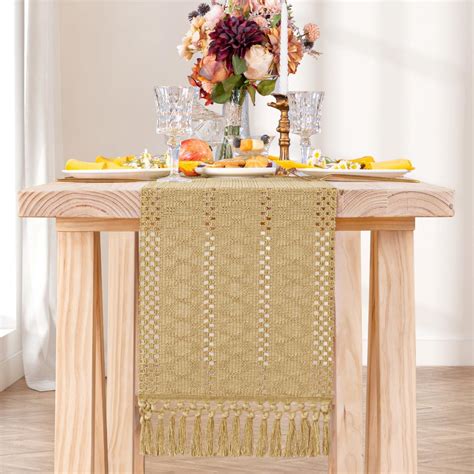 Amazon Dezerlor Boho Macrame Table Runner Farmhouse Woven Table