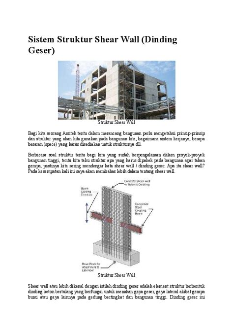 Pdf Sistem Struktur Shear Wall Dinding Geser