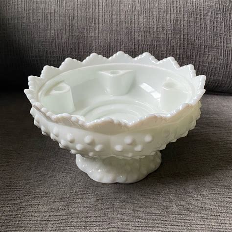 Fenton Accents Vintage Fenton Milk Glass Candle Holder Multi Level Hobnail Patent No 3547569