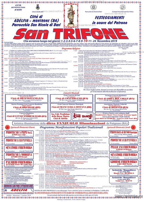 Festa Di San Trifone Martire Patrono Di Adelfia Il Programma Civile