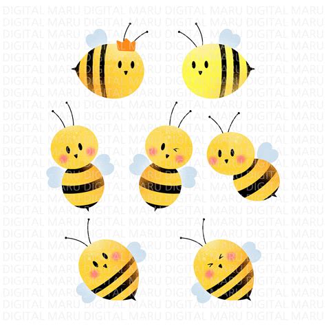 Watercolor Bees And Honey Clipart Bee Items Download Cute Bees