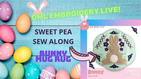 OML Embroidery LIve Machine Embroidery ITH Mug Rug By Sweet Pea Embroi