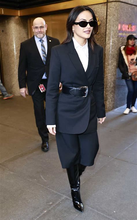 Camila Mendes In A Black Blazer Arrives At Nbc Studios In New York City