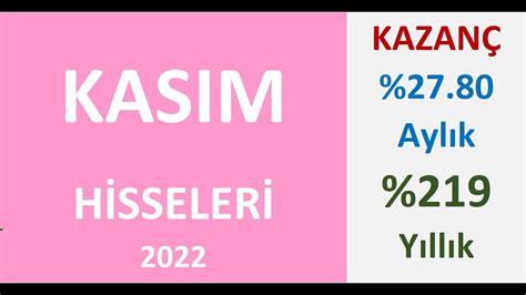 KASIM Ayı HİSSELERİ 2022 YouTube