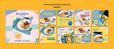 psd flat design brunch template