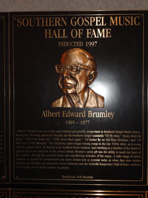 Grandpas Albert E Brumley Plaque In The Sgma Hall Of Fame Museum