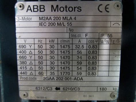 Abb Motors M2aa 200 Mla 4 Hos Bv