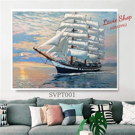 HOT Tranh Tô Màu Sơn Dầu Theo Số Phong Thủy Thuận Buồm Xuôi Gió HolCim Kênh Xây Dựng Và