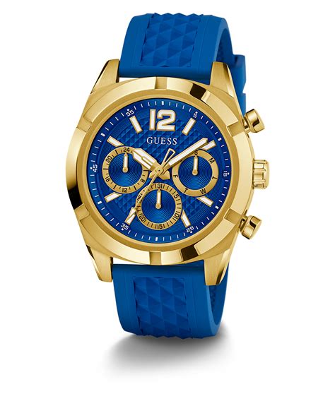 Guess Mens Blue Gold Tone Multi Function Watch Gw0729g1 Guess