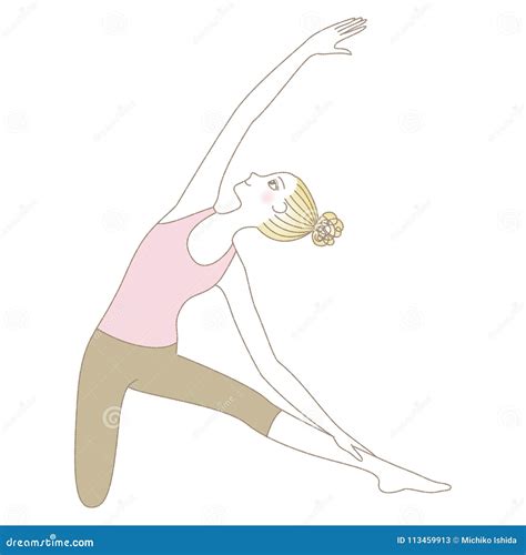 Yoga Pose, Woman in Gate Pose Stock Illustration - Illustration of ...