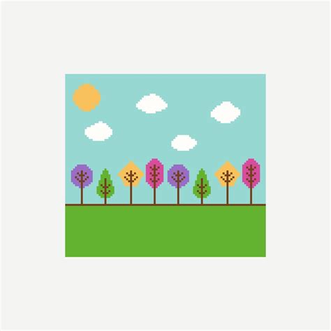 Colorful Trees Cross Stitch Pattern Modern Cross Stitch Geometrical