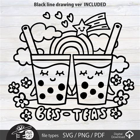 Kawaii Boba Coloring Pages Free Printable Templates