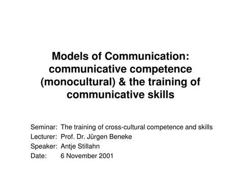 Ppt Models Of Communication Communicative Competence Monocultural