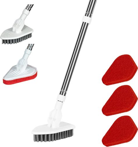 Shower Cleaning Scrub Brush With Long Handle 2 In 1 Extendable Tub And Tile Floor