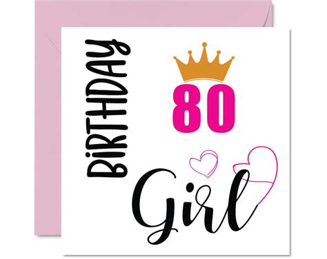 80th Birthday Card Women Birthday Girl Happy Birthday Cards 80 Year Old