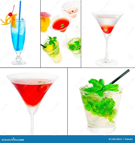 Cocktails Collage Stock Image Image Of Alcoholic Lemon 248128631