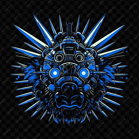 Premium Psd A Blue Lion Head With Blue Eyes On A Black Background