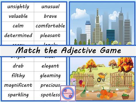 Match The Adjective Game Teaching Resources