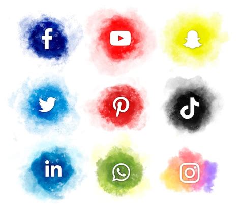 Free Vector Social Media Icons With Watercolor