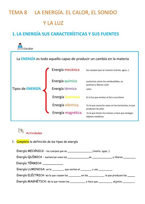 Ficha Online De La Energ A Para Y Puedes Hacer Los Ejercicios